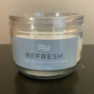 New Refresh Candle Lemongrass Sage Scented 9 oz